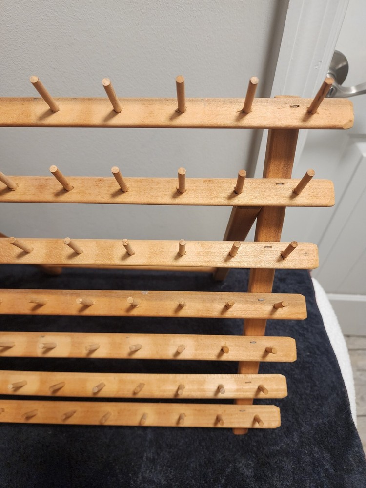 63 Small Spools Nature Wooden Thread Holder Sewing Embroidery Thread Rack