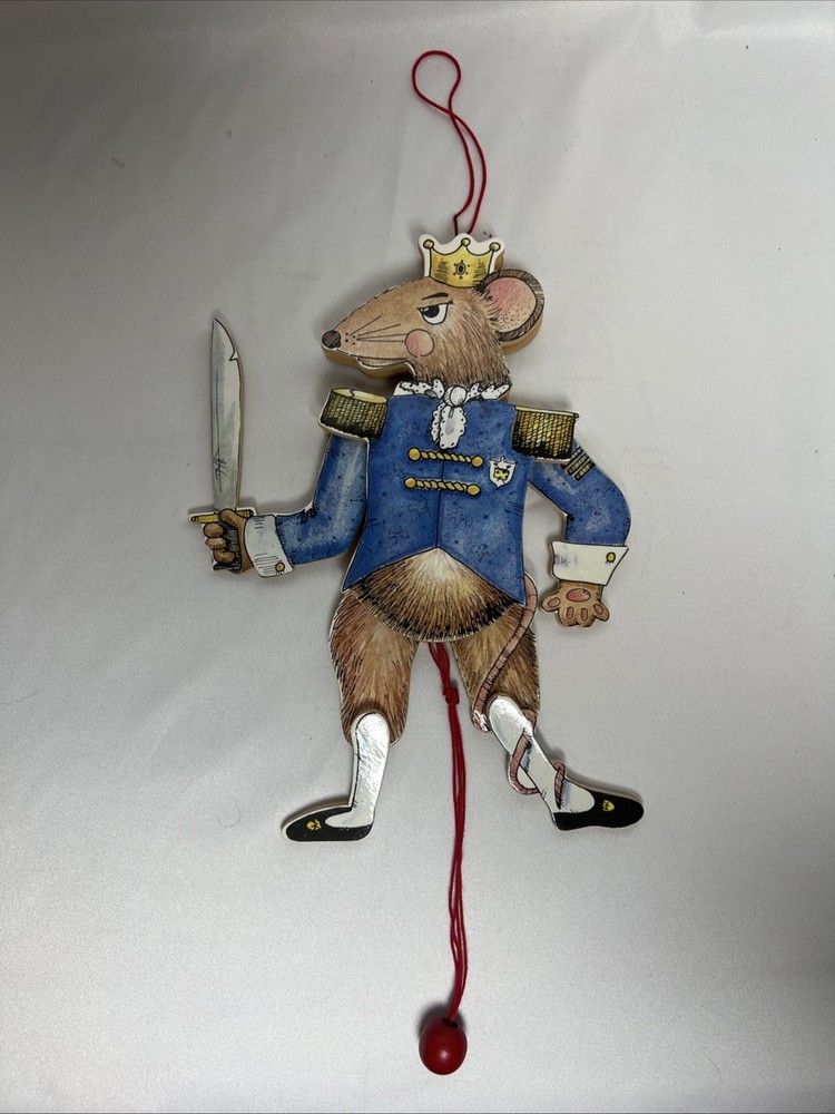 The Mouse King Nutcracker Vintage 9" Wood Pull String Puppet Midwest Cannon Fall