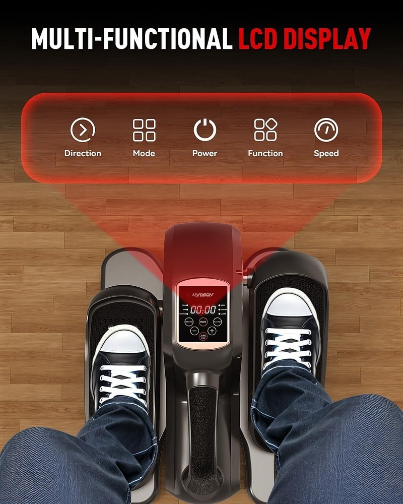 HARISON Under Desk Elliptical Machine with Multi-Functional LCD Display