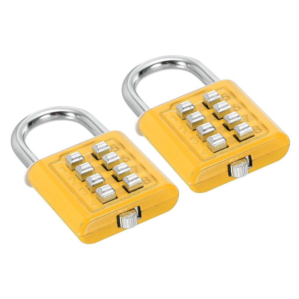 8 Digit Button Combination Padlock 2pack 4 Digit Locking Mechanism Lock Yellow