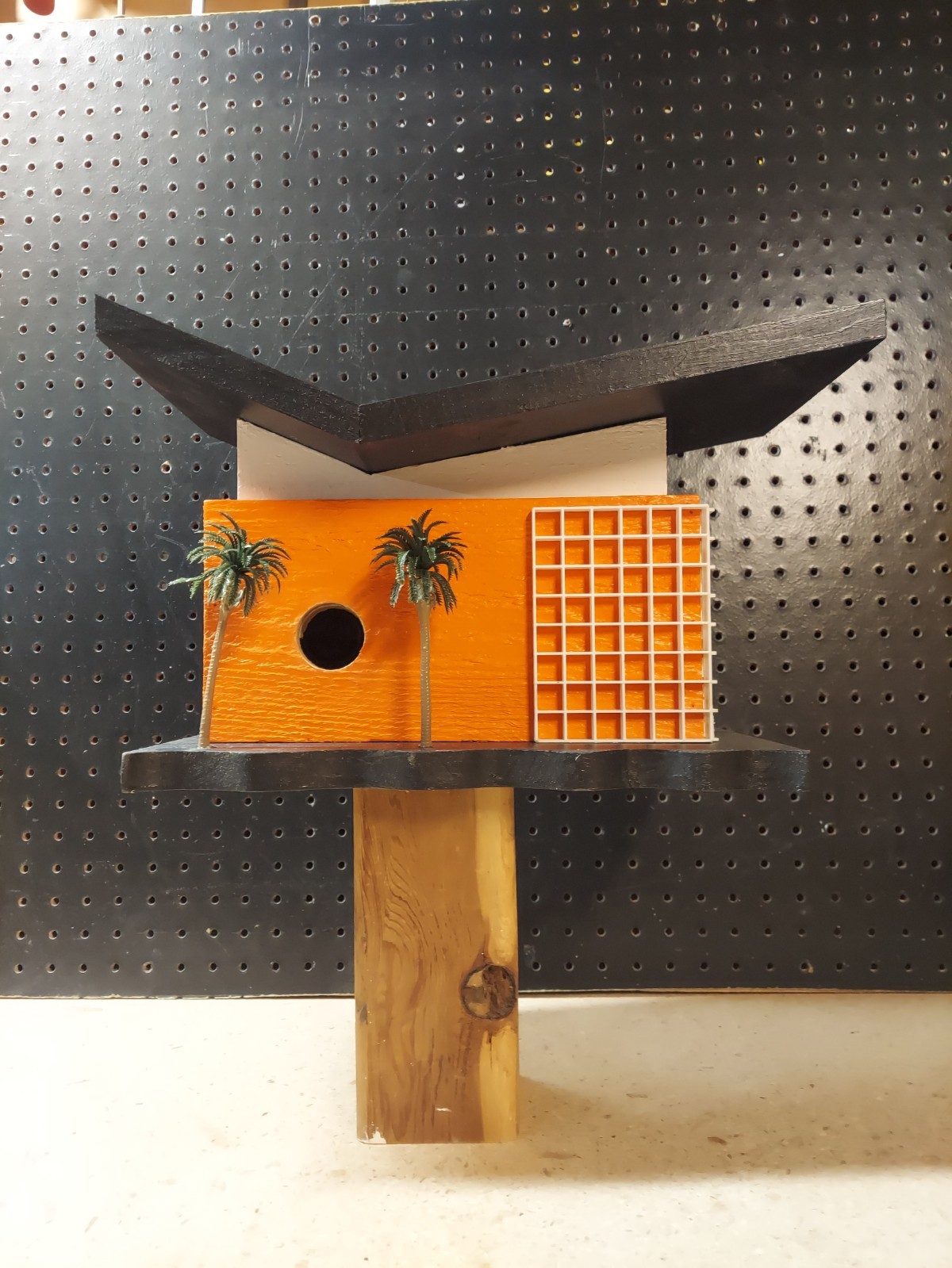 Mid-Century Modern Cedar / Pine Birdhouse - Easy clean out on back. Oregon State