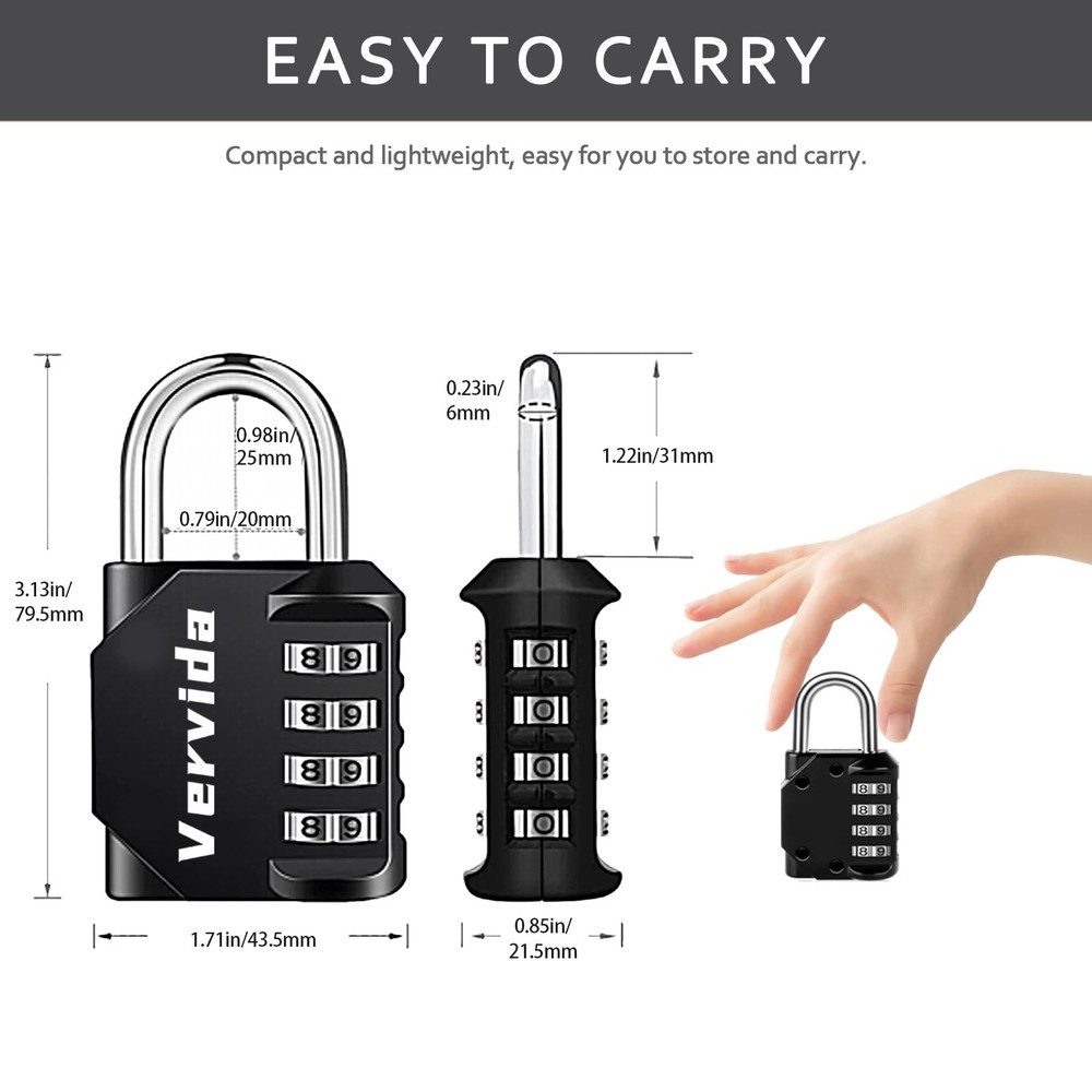 ® Combination Lock Resettable 4 Pack 4 Digit Outdoor Waterproof Combo Padlock