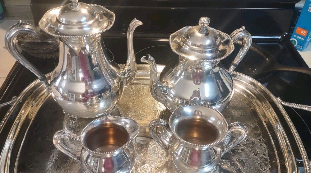 SHEETS R.S CO 1875/1400 Series Silver-Plate Coffee, Tea, Sugar Bowl, Creamer Set