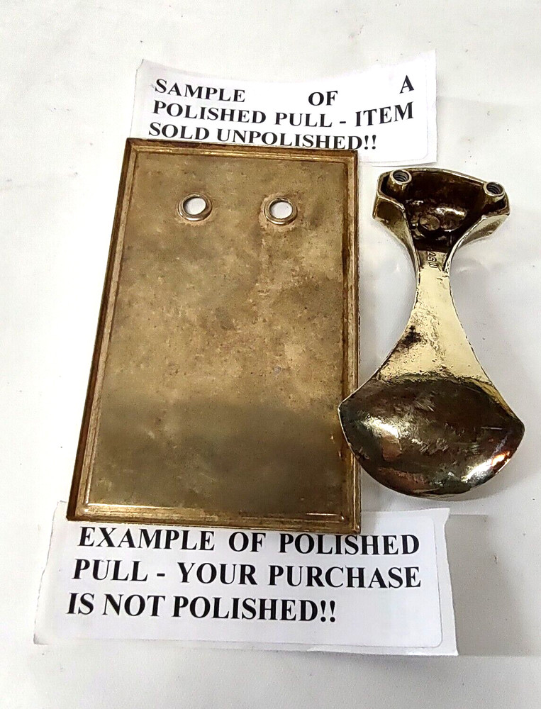 2 Unusual Vintage Door / Drawer Solid Brass Pulls 4.5" x 2.75" Doorknocker Style