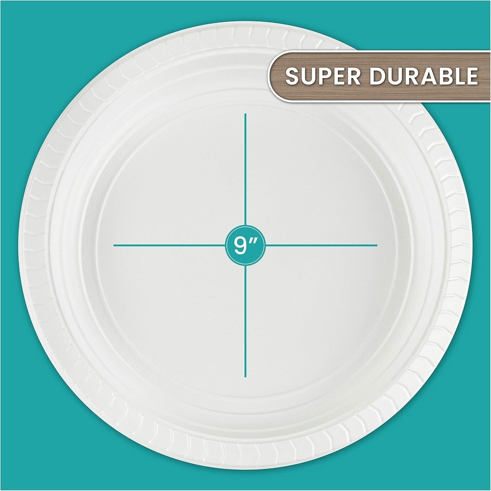 Lightweight 200 Count 9'' Microwave Safe Plastic Plates - Easy Cleanup Solution