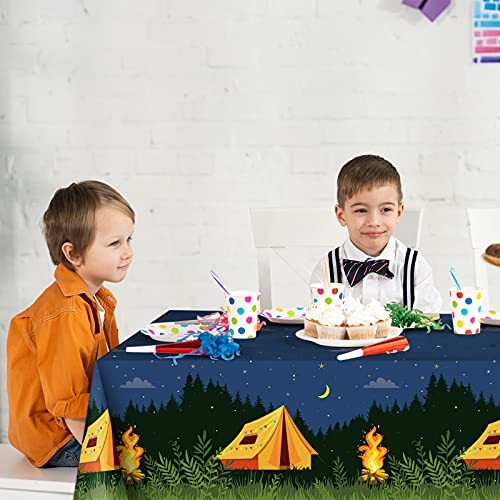 Pieces Camping Party Decorations Camping Tablecloth Plastic Rectangular 2