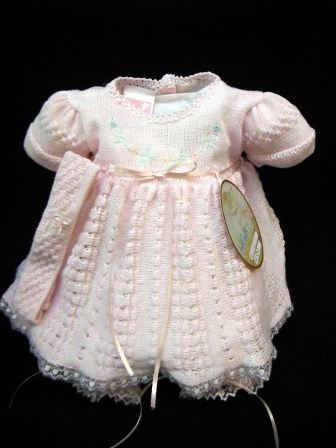 NWT Will'beth Pink 3pc Ribbon Knit Dress Newborn Sz 0 Baby Girls Headband NB