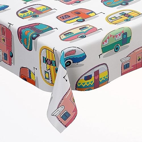 DPLin Camping Tablecloth Waterproof 108" x 54" (Rectangular) Retro Vinyl
