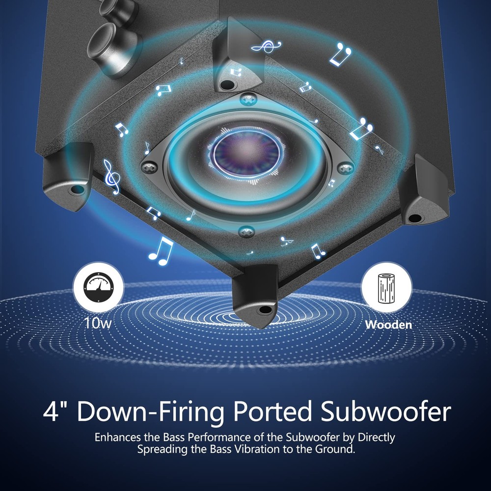 Bluetooth Computer Speakers Subwoofer Wireless PC Gaming TV AUX 18W