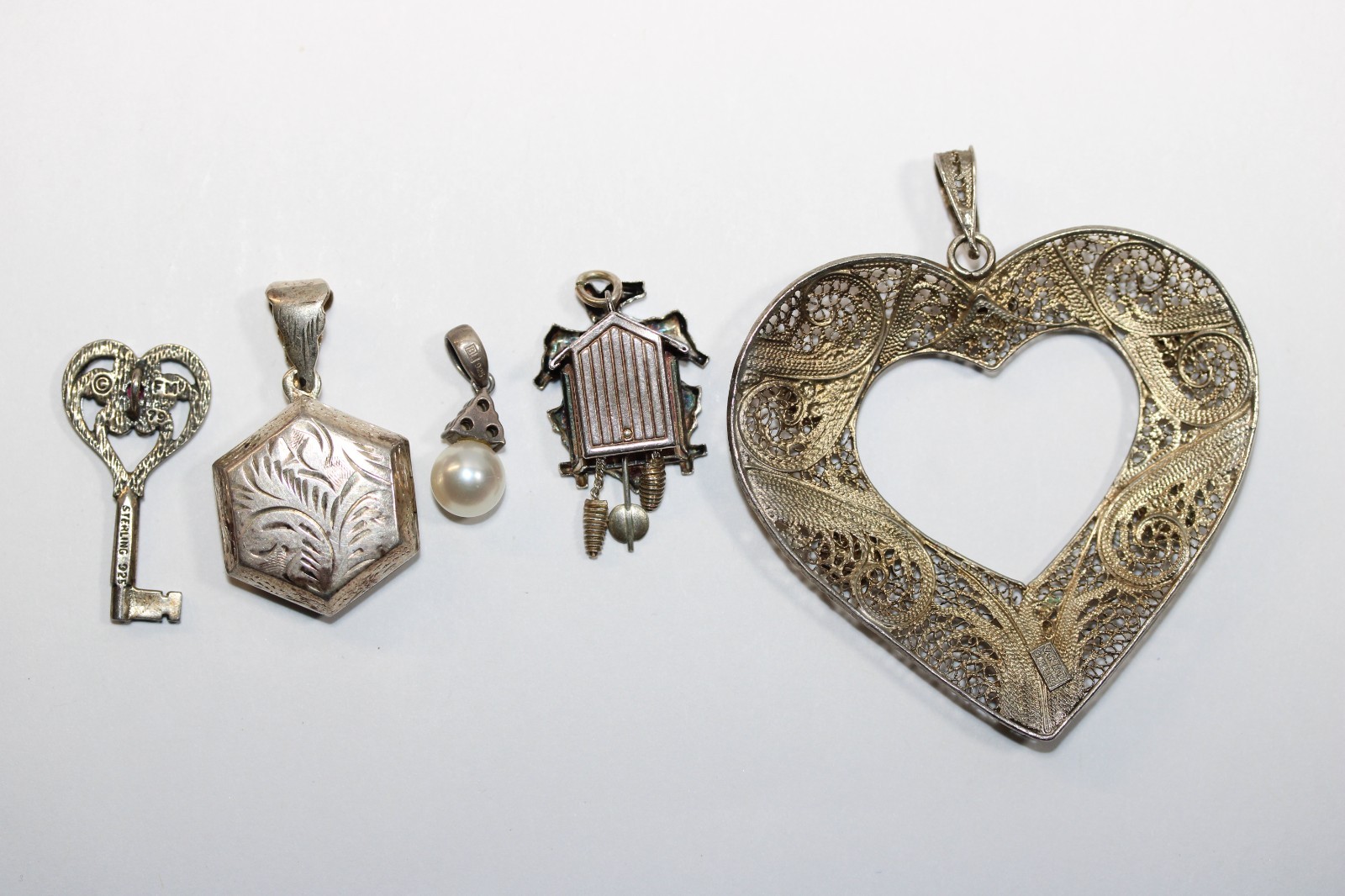 20g All Vintage Sterling Silver Pendant Lot Of 5 #0468