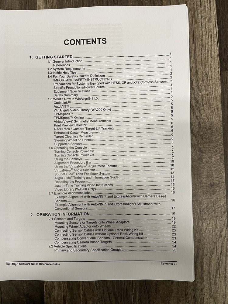 Hunter Engineering WinAlign Alignment Software Version 11 Manual