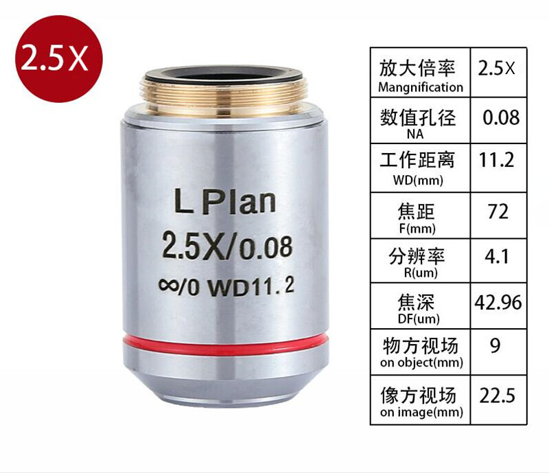 Infinity Long Working Distance Plan Objective Lens for Metallographic Microscope