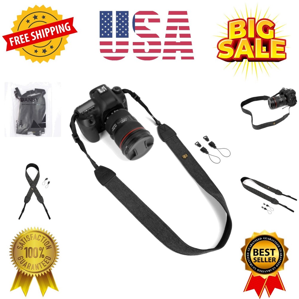 Camera Strap Black Canvas Neck Shoulder Strap with Quick Release Buckles for ...