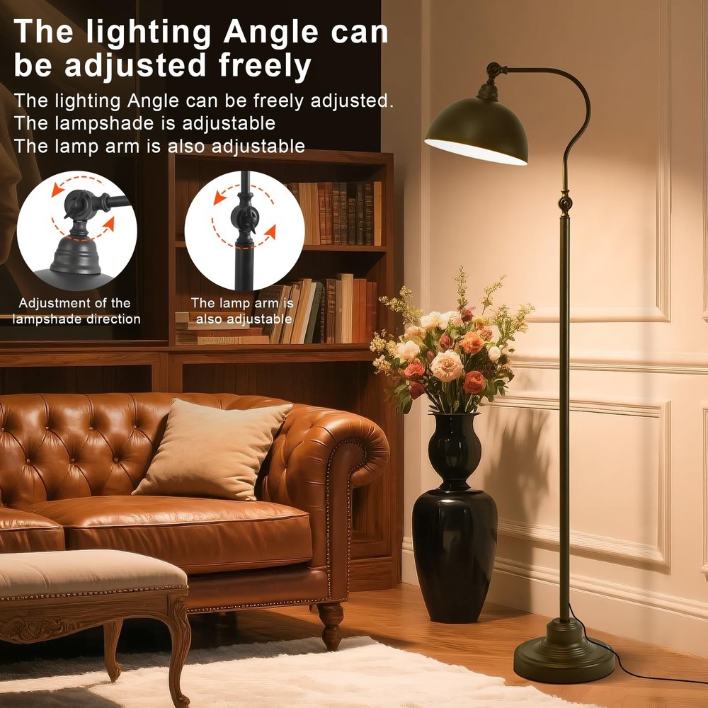 Bright Reading Floor Lamp with Remote Control and Bluetooth Dimming,Rustic Vi...