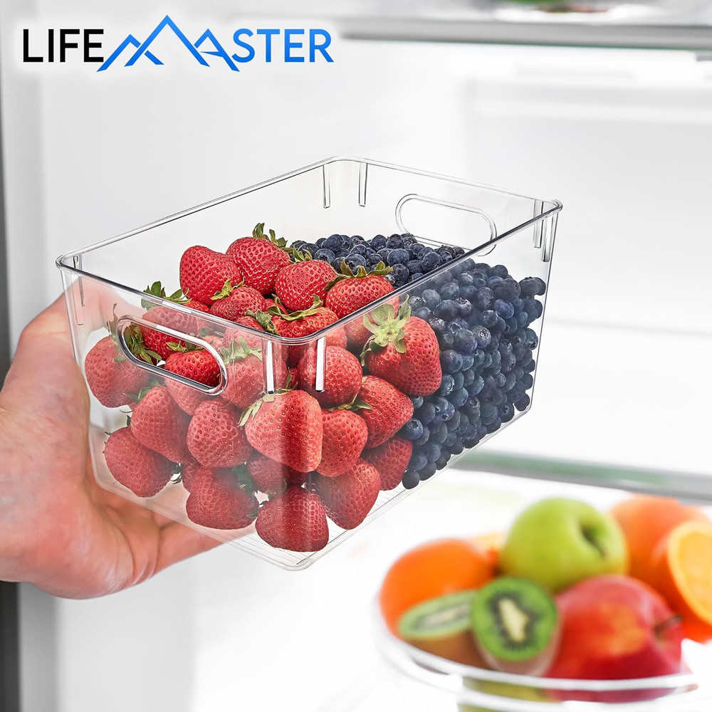 Multi-Purpose Refrigerator Bins - 6 Pieces Large Capacity Stackable Fridge Bin O