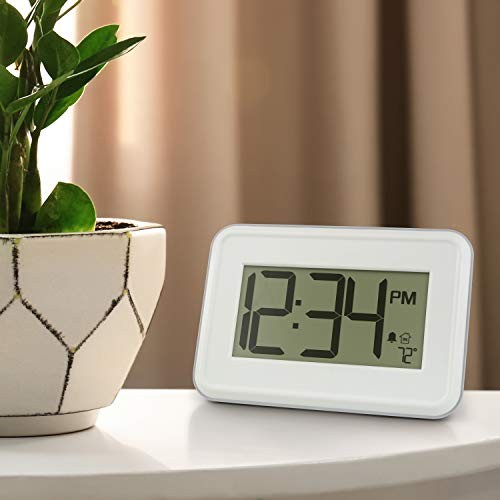 513-113W Digital White Wall Clock with Temperature & Countdown Timer