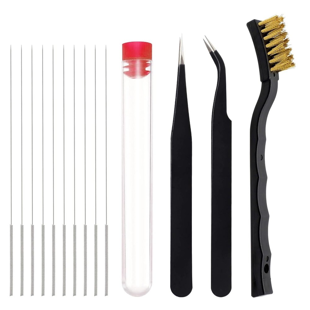 Complete 3D Printer Nozzle Cleaning Set - 13 Tools Including Copper Wire Brush