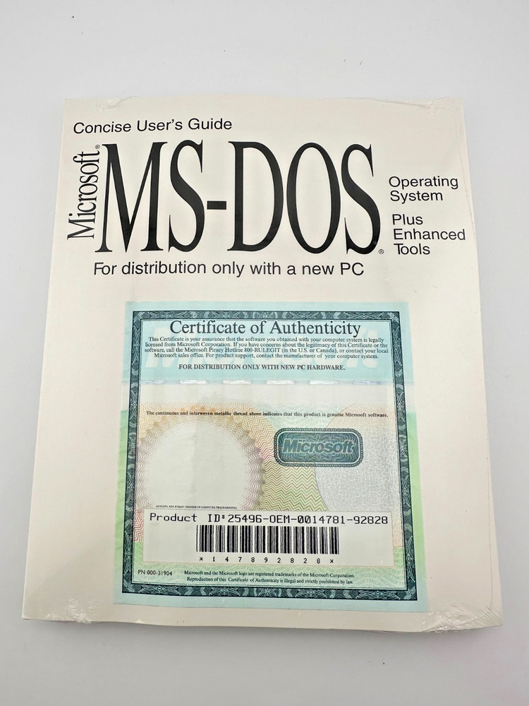 Microsoft MS-DOS Concise User's Guide Collectible Piece with COA Sealed