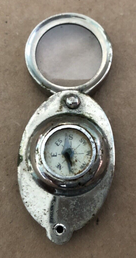 Vintage POCKET COMPASS & MAGNIFYING GLASS LOOP