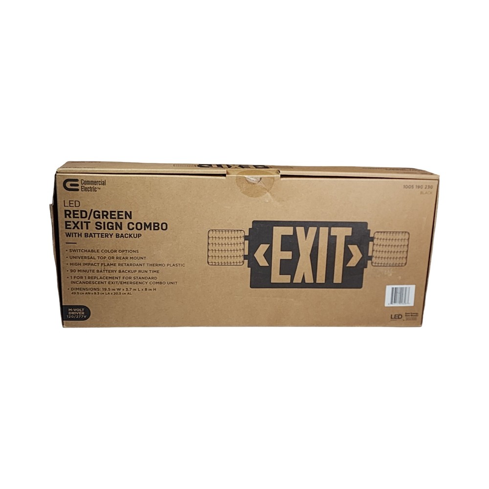 Commercial Electric LED Exit Sign Combo Red/Green Switchable Emergency Light