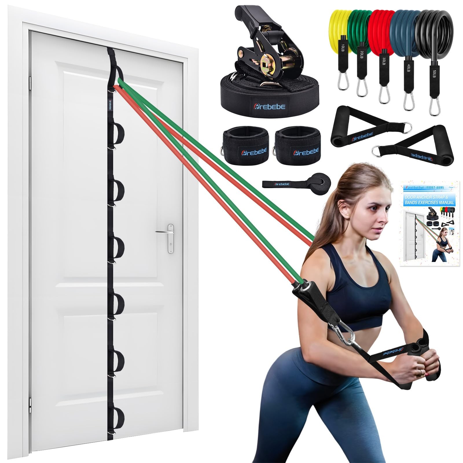 Upgrade Door Anchor Strap for Resistance Bands Exercise, Multi Points Anchor ...