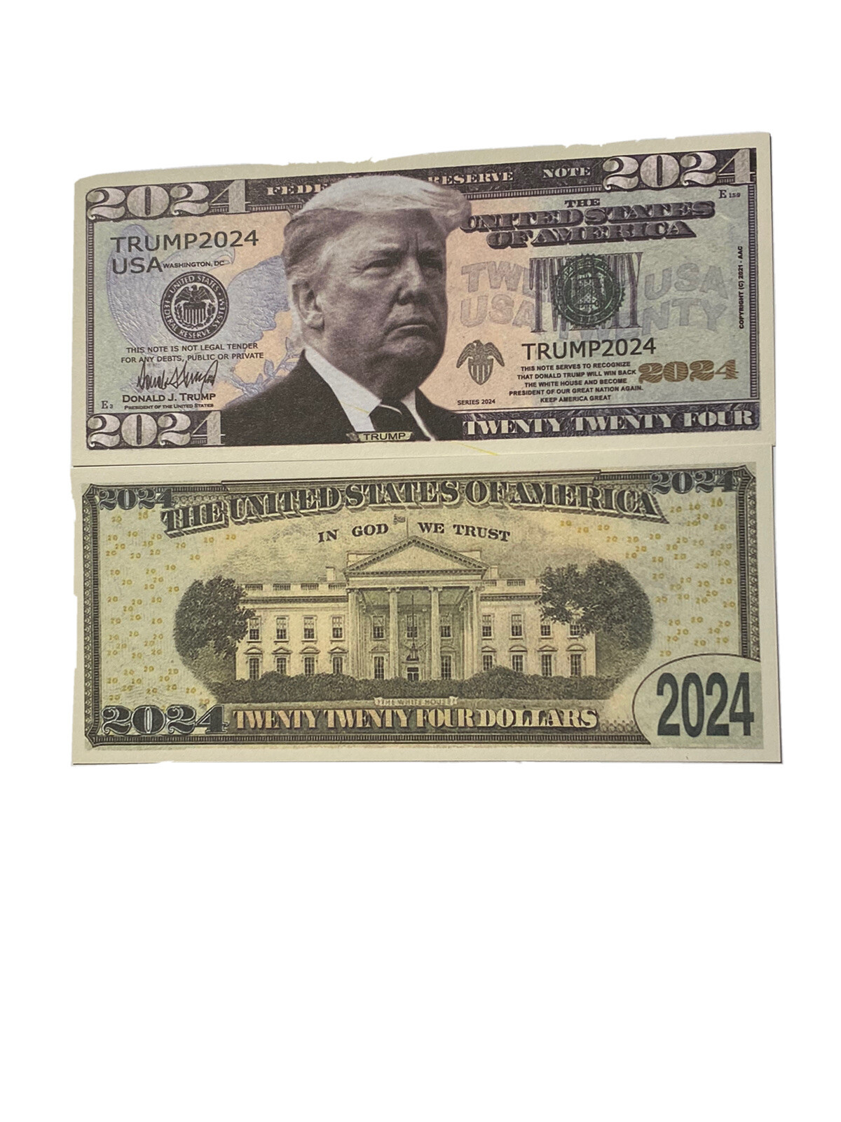 Re-Elect Trump 2024 Dollar Bill Play Money Novelty Note 10 Bills + FREE SLEEVE