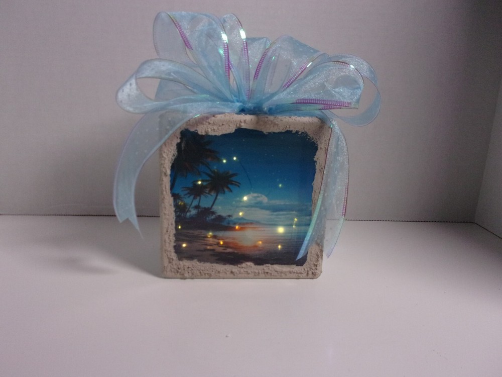 Palm Tree Lighted Glass Block