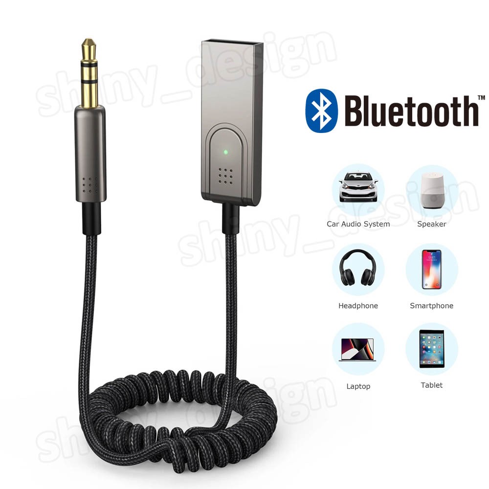 Aux to Bluetooth 5.1 Adapter 3.5mm Bluetooth Receiver Microphone for Car Speaker