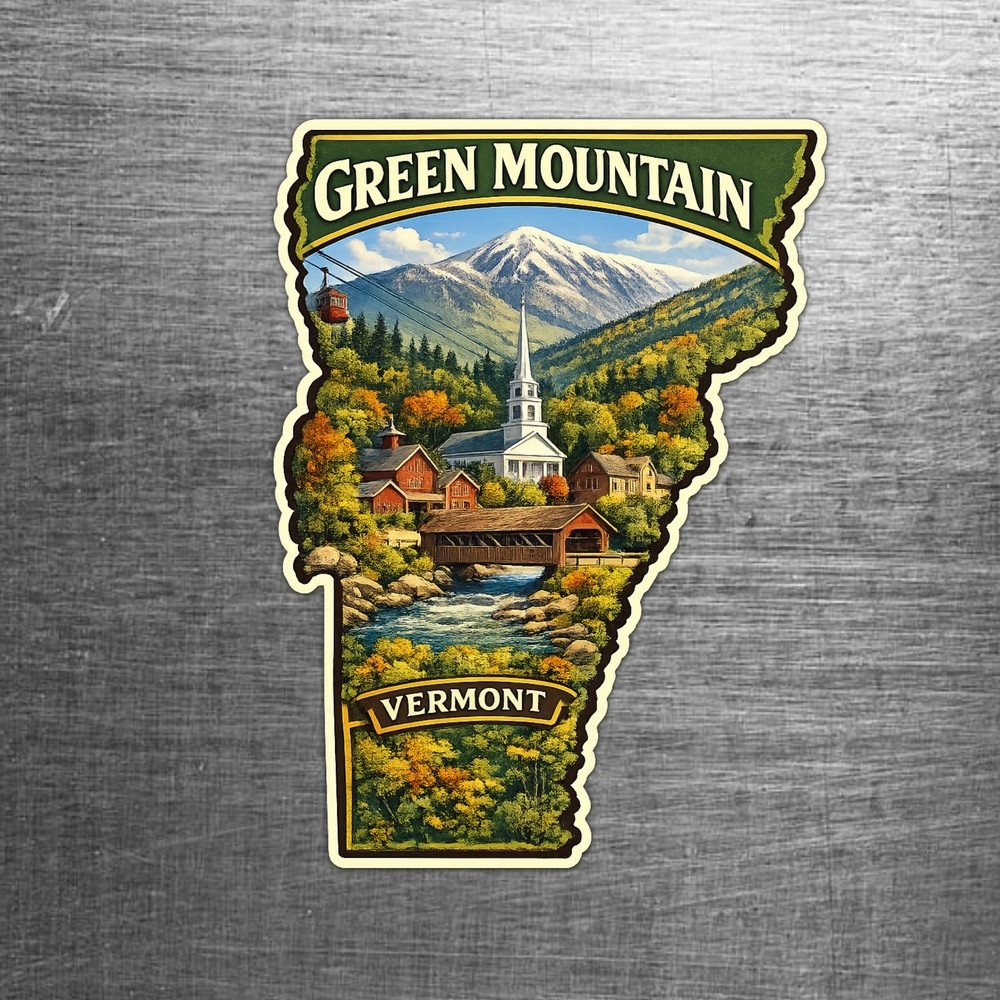 Vermont Custom State Sticker "Green Mountain"