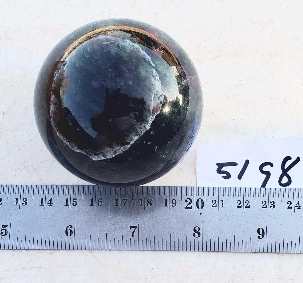 Fluorescent Ruby in Zoisite 64mm Sphere Collection Metaphysical or Decor 5198