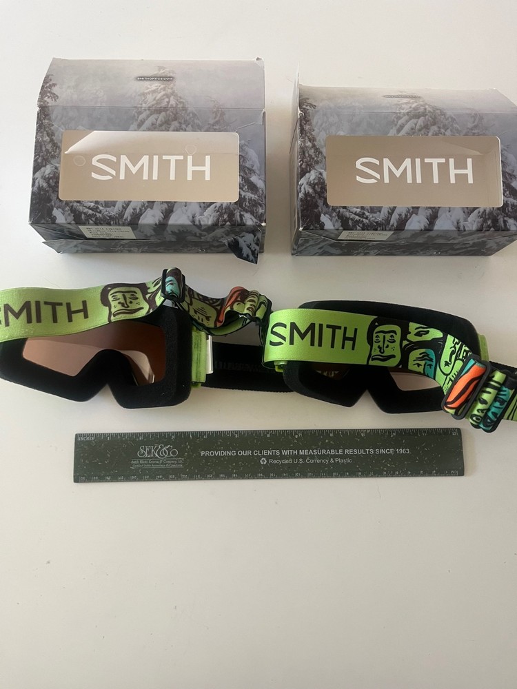 Two Smith Rascal Lime Green Youth Goggles RC36 Flash Faces in Boxes