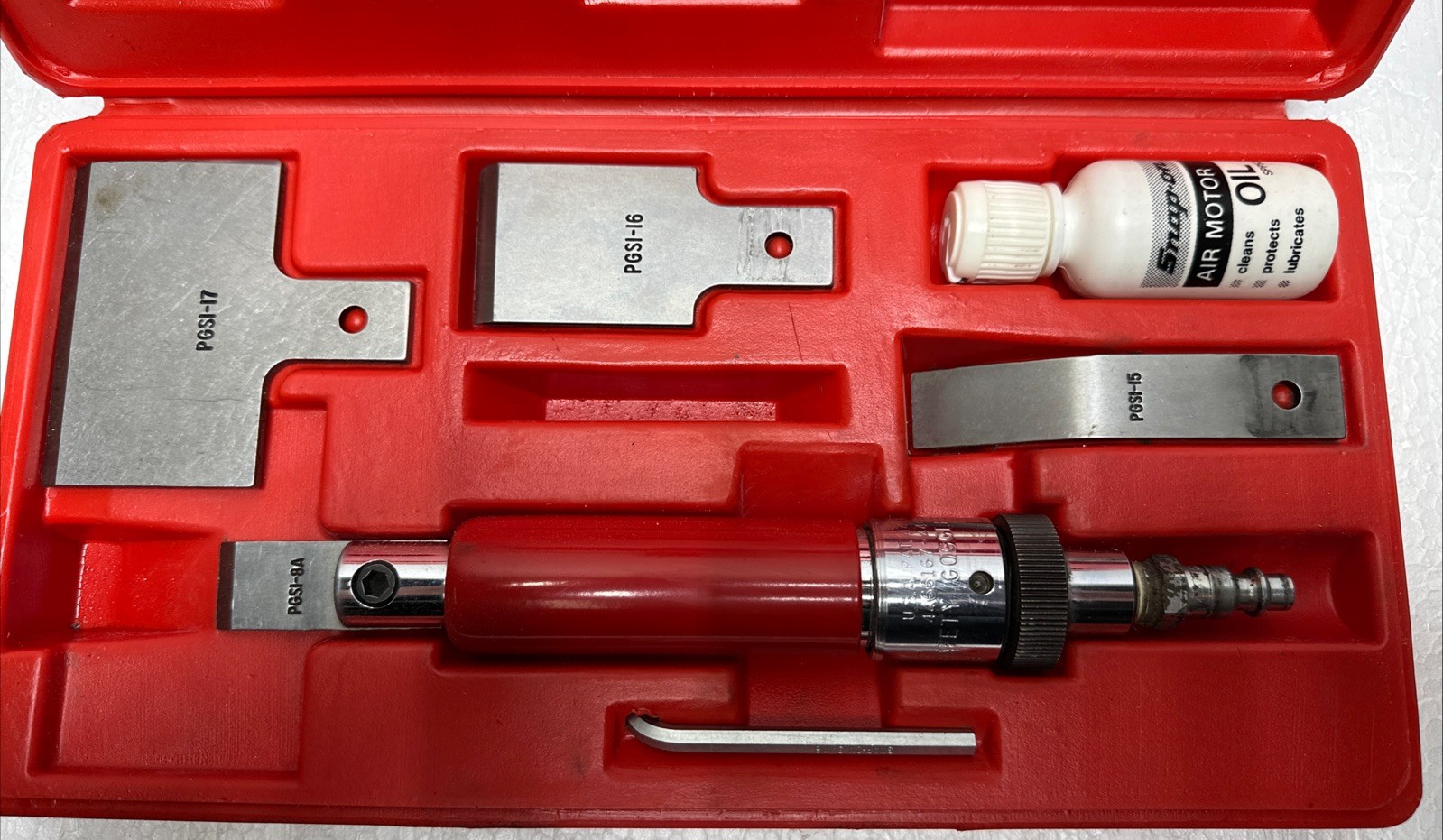 Snap On Air Powered Gasket Scraper Set Pneumatic W/Case and Scrapers PGS1004