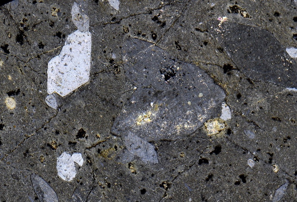 RHOMB PORPHYRY big feldspar crystals thin section microscope slide