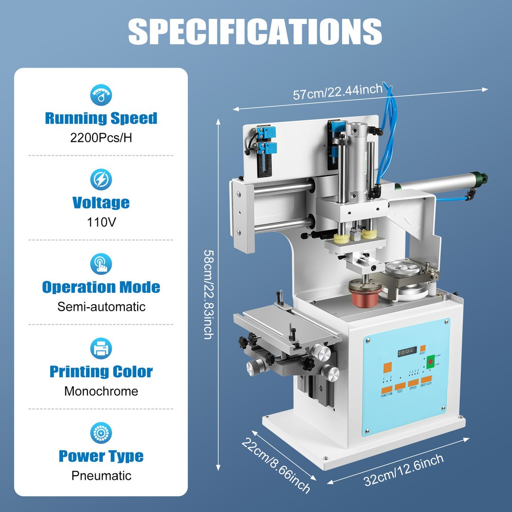 Pneumatic Pad Printer Pad Printing Machine Logo Date Code 80*80mm Printing Size