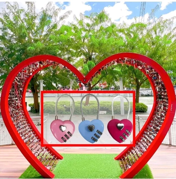 Heart Shaped Combo Padlock - 2 Locks - Lake Blue