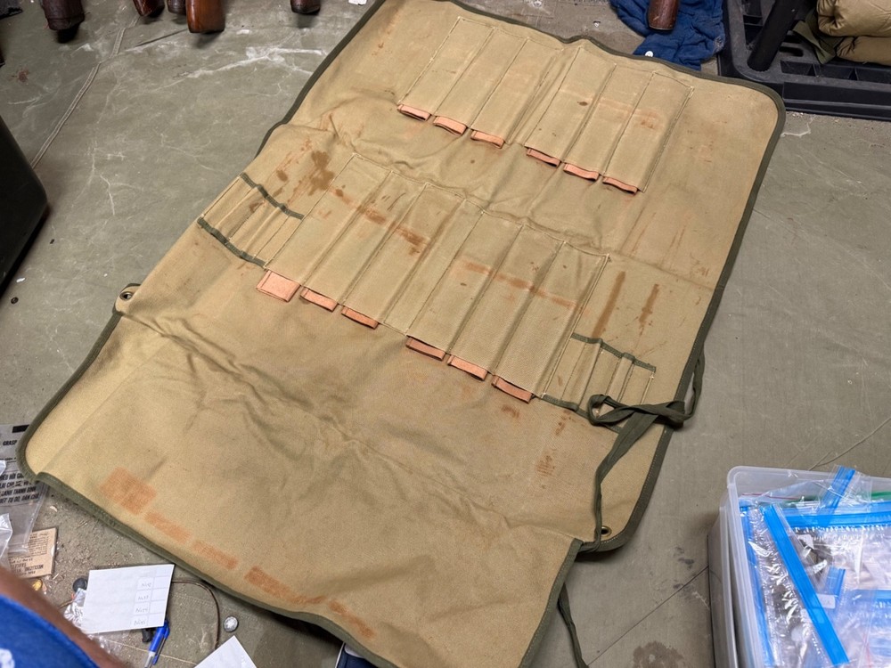 ORIGINAL WWII US ARMY M1937 BUTCHER OUTFIT KNIVES UTENSILS ROLL W/ INSERTS