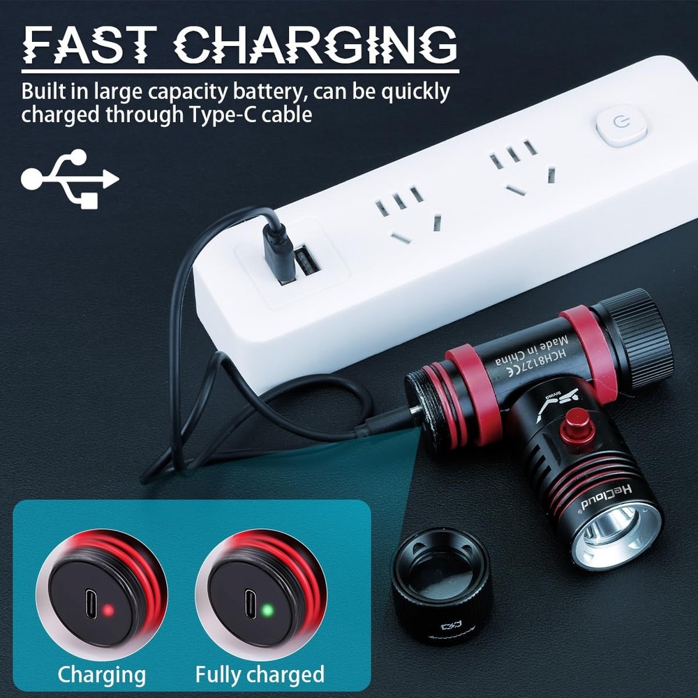 Scuba Dive Light Underwater Rechargeable Waterproof Flashlight Professional I...