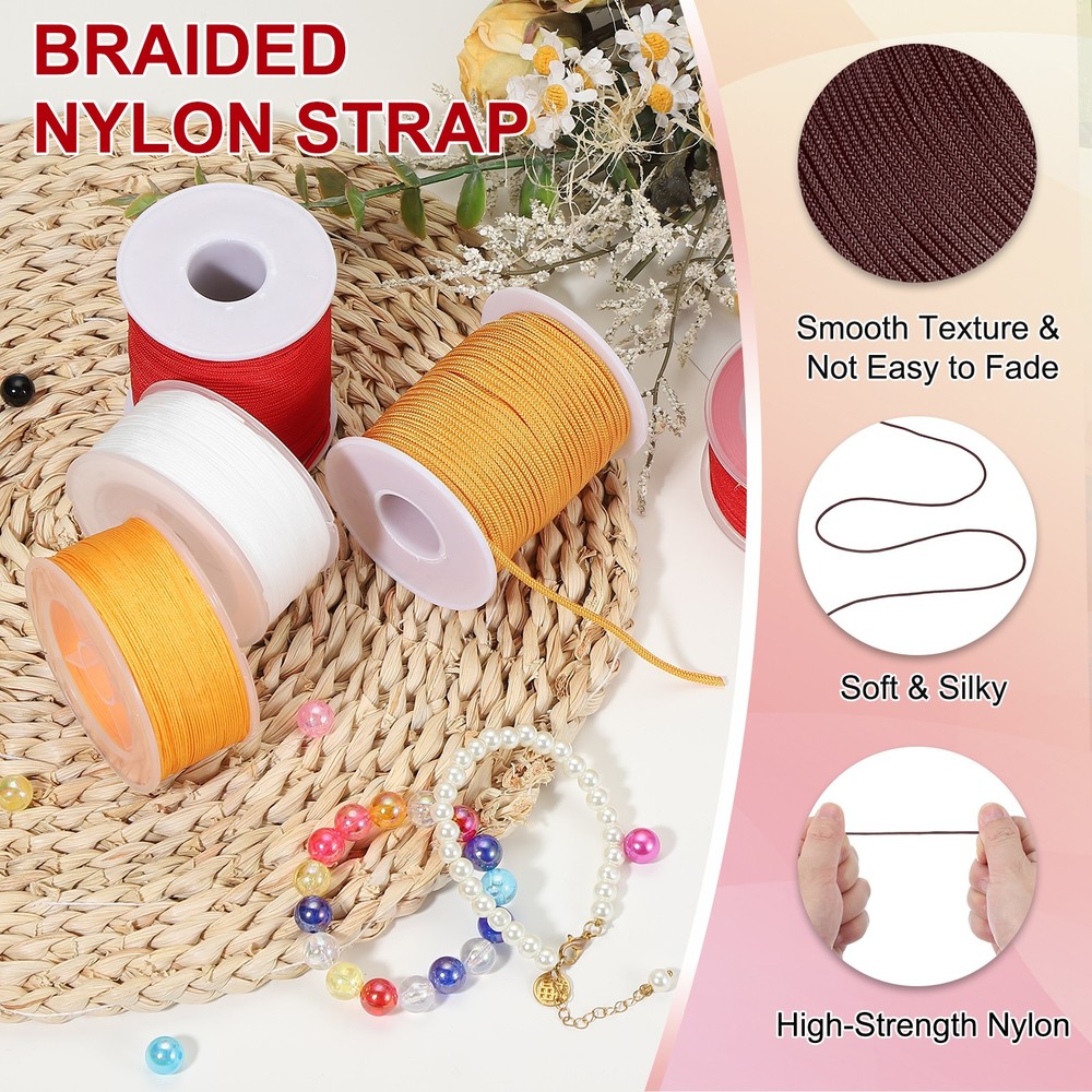 0.06 Inch x 54 Yards Nylon String Bracelet String Braided Nylon Thread Brown
