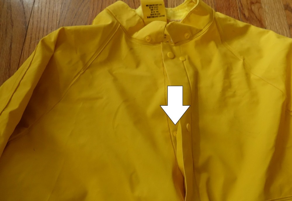BRAZOS Work Force yellow polyvinyl Rainsuit jacket WITHOUT HOOD & bib,BUTTON ISS