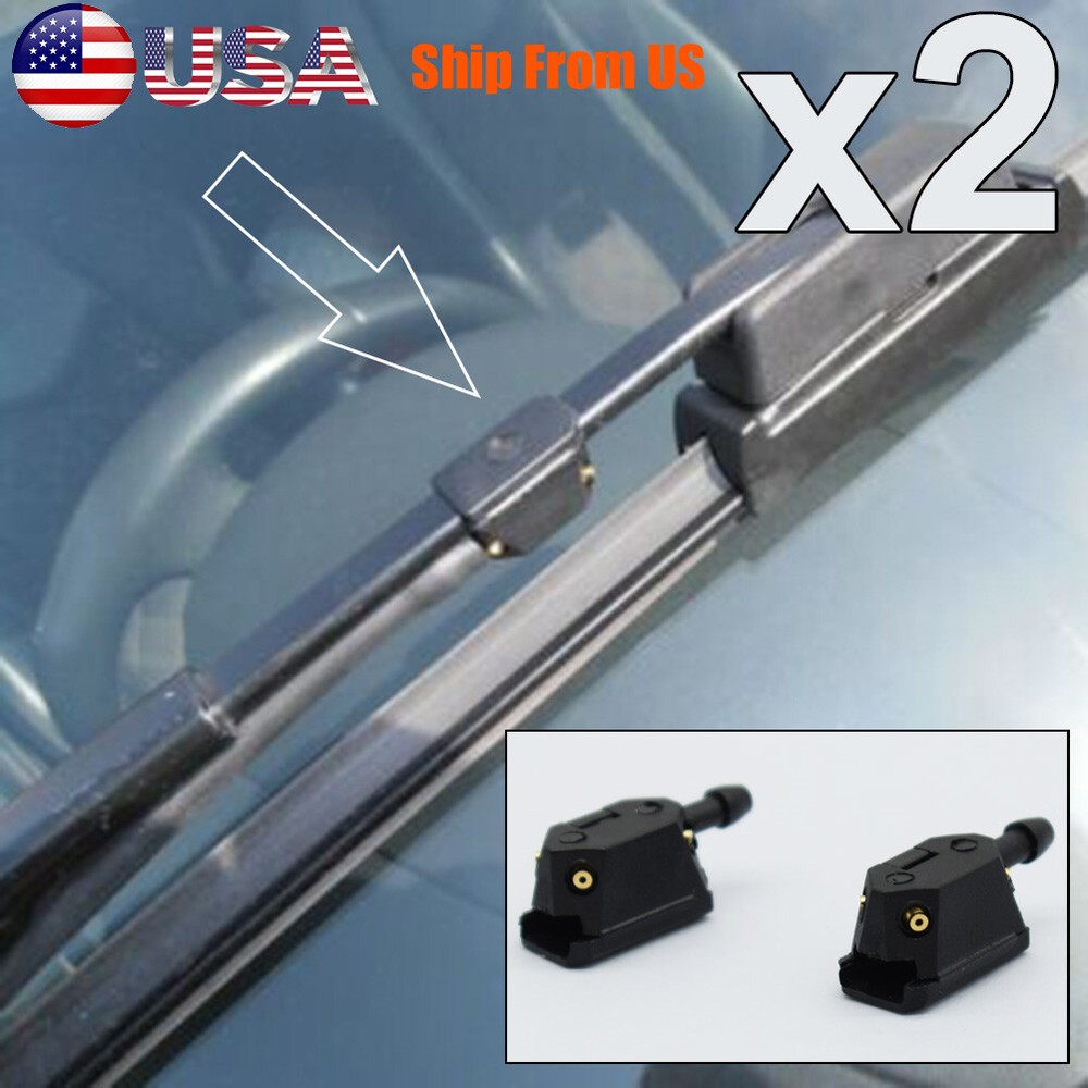 2x Universal Windshield Wiper Nozzle Sprayer Washer Spray Nozzle Sprinkler Jet &