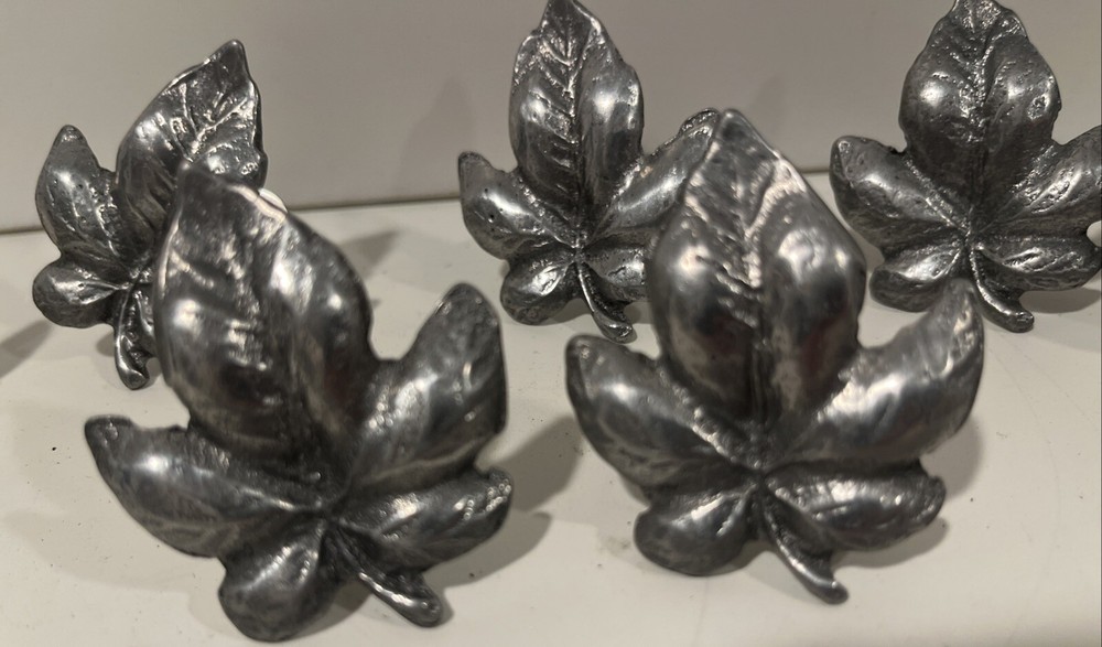 Vintage Silver Leaf Dresser Knobs Set Of 7