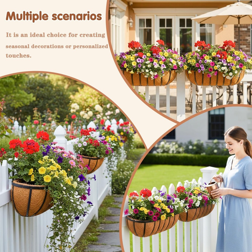 2 Pcs 24“ Railing Planter Window Box Deck Railing Planter Boxes with Coco