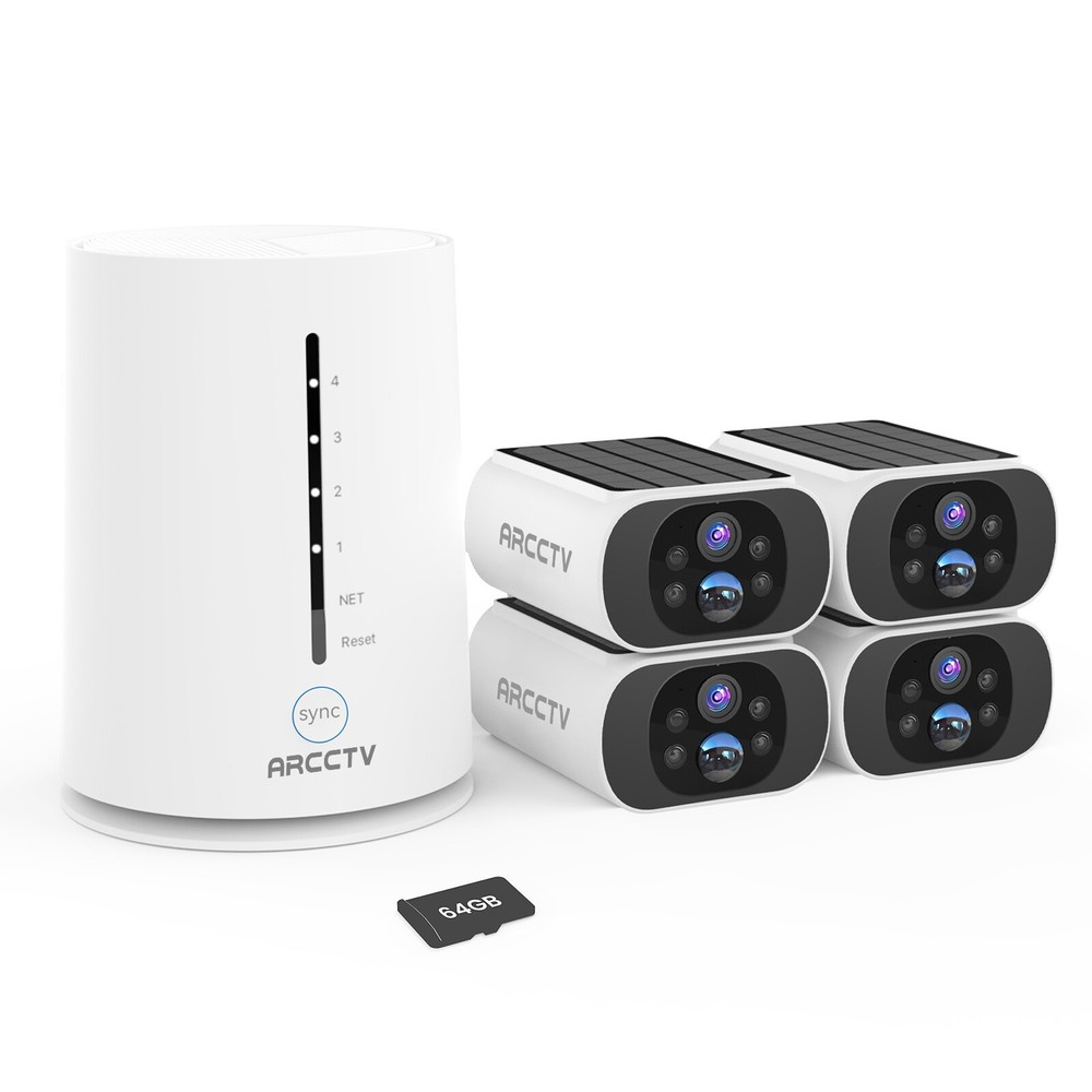 ARCCTV Outdoor Solar Security Camera 4MP System Battery Wireless 4Channel Audio