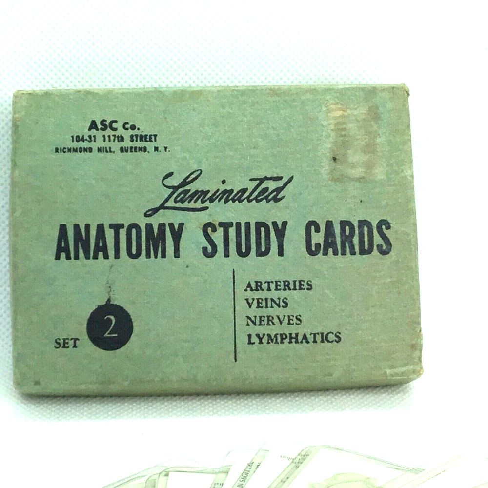 ASC Laminated Anatomy Study Cards 1958 Complete set 21~Two Sided Cards