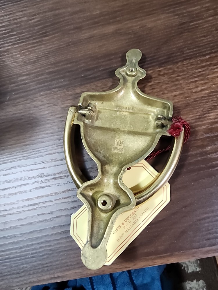 Solid Brass Doorknocker G & D Spain Engraved Name Mr. & Mrs. Sawatski