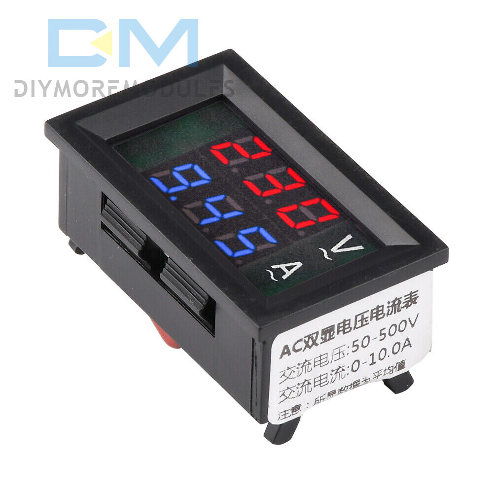 Voltmeter Current Voltage Amp Meter Hall Effect Sensor AC50-600V 10A/50A/100A