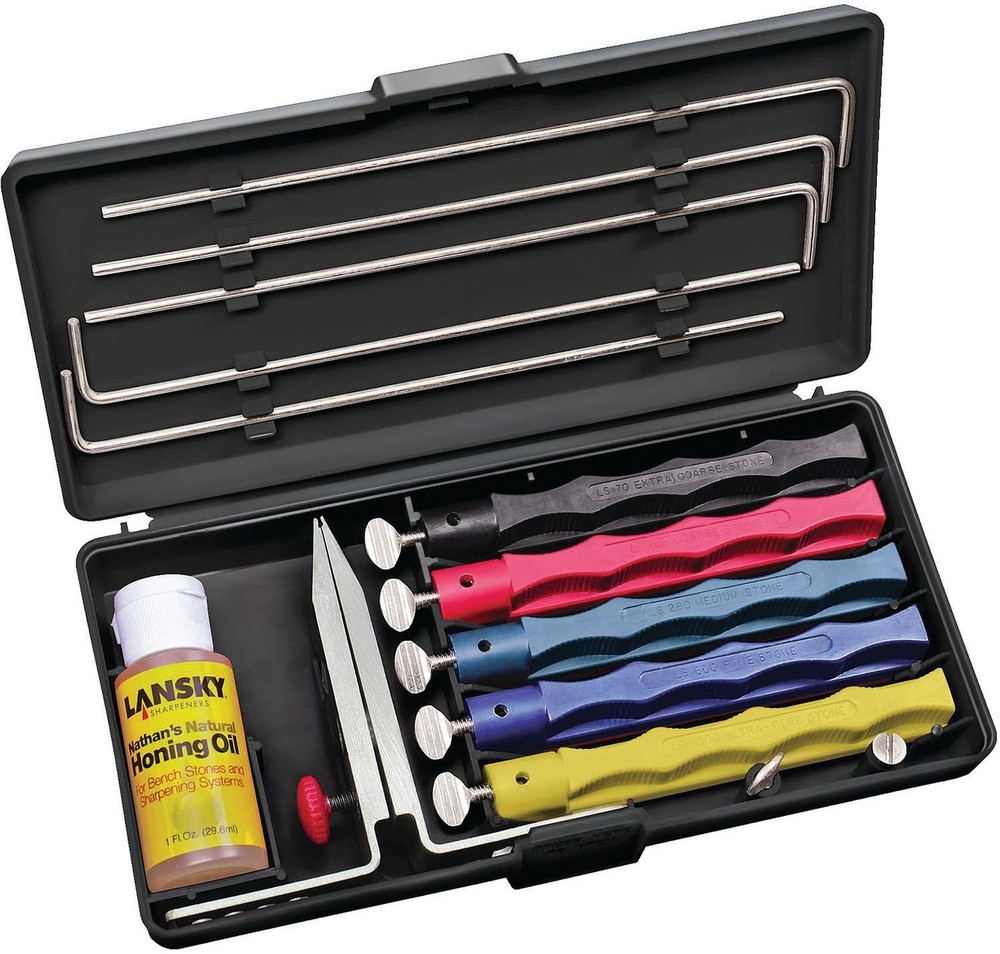 Lansky Deluxe Knife Sharpening System: 5-Stone Ceramic Knife Sharpener Kit wi...