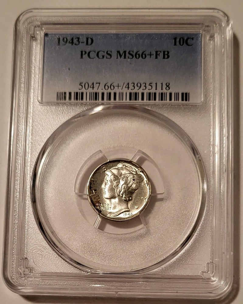 1943 D Mercury Dime Unc MS66+ FB PCGS