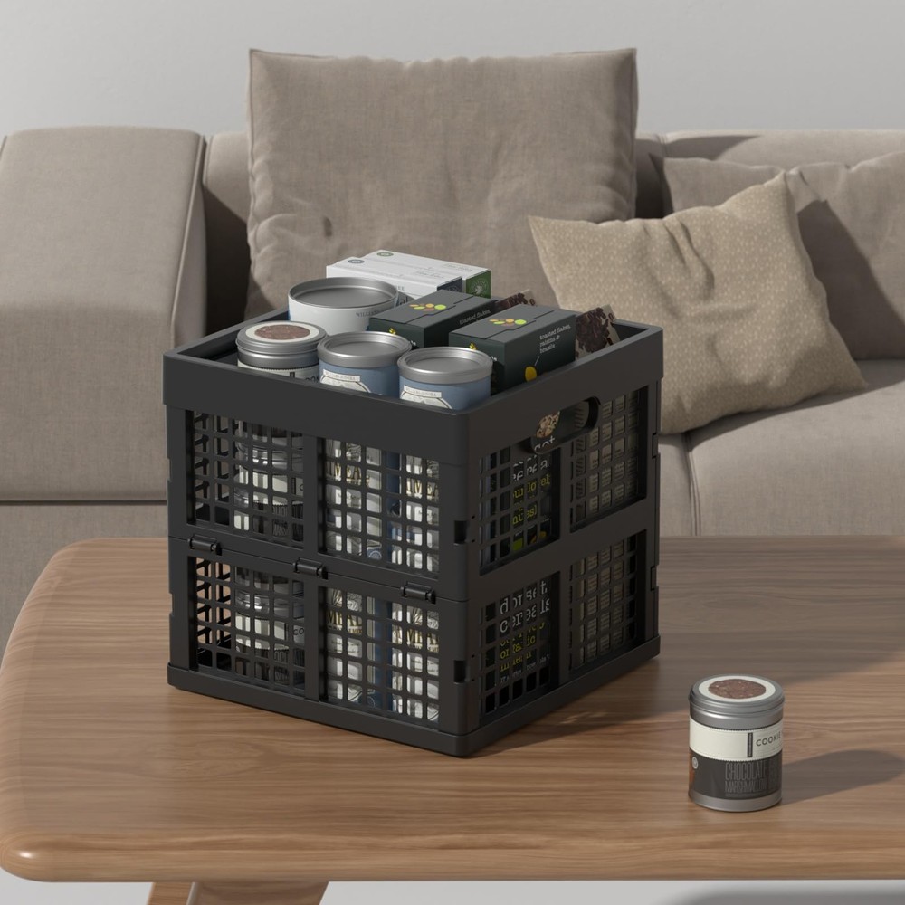 3 PCS Black 18 L Square Milk Crate Plastic Stackable Storage Utility Box