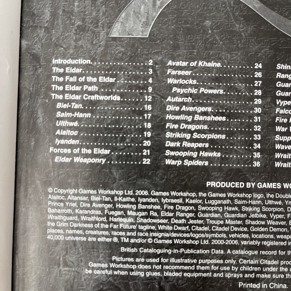 Warhammer 40,000 Eldar Codex 4th Edition 2006 Rulebook Games Workshop Army Book